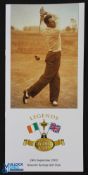 2002 Legends Of The Ryder Cup Players Signed Team Programme - played at Kilworth springs Golf club