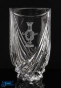 Fine Solheim Cup Lead Crystal Oval Vase - c/w etched Solheim Cup to the front panel - overall 10