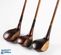 Set of 3x Jack Randall Grand Slam patent gold medal woods - all stamped A J C H to the crown, a