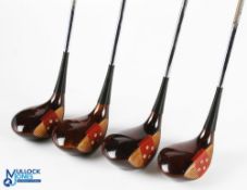MacGregor Tourney 'Tommy Armour' Persimmons Woods (4) features 1, 2, 3 and 4 woods, all stamped 6082