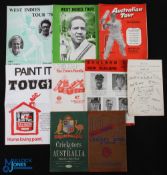 1946-1976 Test Cricket Tour Programmes and Score cards, a collection to include 1946 all India
