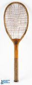 Period A Baily & Co Glastonbury Tennis Racket, 13oz with maker marked leather butt cap - wear to