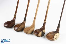 3x Socket neck woods - to incl' Alex Bishop of Harleck shallow face large head driver, R Forgan