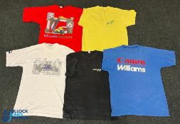 5x c1990 Period F1 Williams Renault, Rothmans, Motorsport T-Shirts, a red Williams Renault 1990 F1
