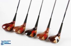 MacGregor Silver Scot Tourney Persimmon woods (3) to incl 1, 2 and 4, 1 wood marked T915W to sole, 2
