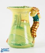 Burleigh ware golfer handle water jug c1950 - hand painted in traditional colours, plus fours