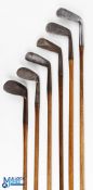 6x Assorted irons - to incl' Tom Stewart smf niblick, another with feint Anderson of Anstruther
