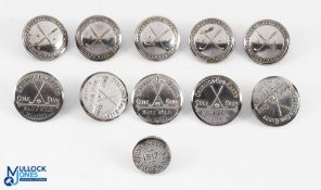 5x Hallmarked Silver Chorlton-Cum-Hardy Buttons - 3 inscribed Mary Wild April 1913, 2 inscribed