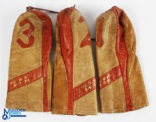 Fine Set of Walton Heath Golf Club Slazenger Leather Head Covers (3) - 2x tone padded leather head