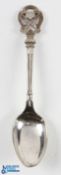1907 Clapham Common Golf Club silver golf club teaspoon - hallmarked Birmingham c/w banner/crest