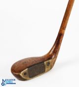 R Simpson 'The Matchless' wooden mallet head putter in light stained persimmon with integral brass