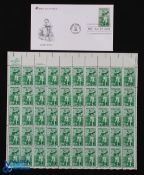 1981 Bobby Jones First Day Cover, with Pinehurst cancelation plus a sheet of 50 unused 18c stamps