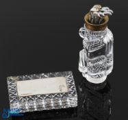 Waterford Crystal Golf Bag Paperweight with metal clubs and collar to top, label to base, height