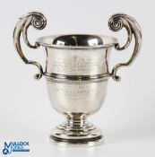 Notts Union of Golf Clubs Hallmarked Silver Trophy by Walker & Hall twin handled, engraved