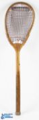 c1875 Lopsided Henry Malings Tennis Racket, Frances Street Woolwick London - scarce, early