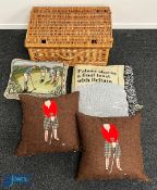 3x Themed Golf Cushions Plus an Arnold Plamer Bids Fairwell Throw Open Championship St Andrews
