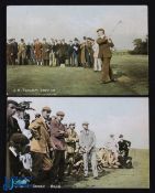 2x Early 1900s Coloured golfing match postcards - to incl 'Vardon, Braid, Fernie and Taylor' unused;