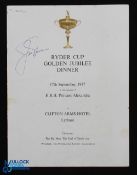Rare 1977 Ryder Cup Golden Jubilee Dinner Menu signed by both teams and H.R.H. Princess Alexandra (
