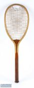 c1895 Williams Co Paris The Club Wooden Tennis Racket, handle stamped imported, most likely an