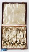 Hyeres Golf Club Set of 6 Presentation Spoons 1899 set of silver gilt spoons with Italian / Rome