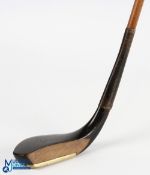 Unusual Thornton & Co late long nose beechwood putter with unusual shaped heavy brass and lead