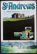 2x St Andrews Golf Posters - printed 1980 by Spalding at St Andrews, ready to frame, both with