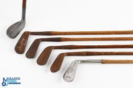 3x Various mashies - stamped E B Steer, Sidney Ball and a flange soled model, t/w Mills Ray model,