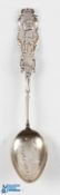 Fine American Sterling Silver Embossed and Engraved Golfing Teaspoon - with golf bag and clubs