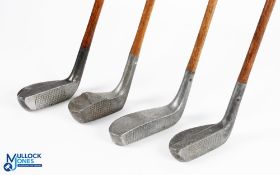 4x Alloy mallet head putters - all with sound hosels, features New Mills Ray model flat lie,