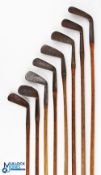 8x Assorted irons - to incl' Richie round back 3 iron, J H Taylor mashie, Anderson of Anstruther for