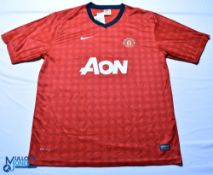 2012-2013 Manchester United FC home football shirt #10 Rooney - Nike / AON. Size XL, red, short