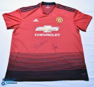 2018-2019 Manchester United FC home football shirt with two signatures on front - Adidas /