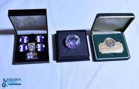 Blackburn Rovers FC - Set of six badges, Paperweight and FA Premier League Champions 1994-95 brass