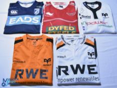 Five Welsh regions Rugby shirts. Blues, Scarlets and Ospreys. Size XL or bigger.