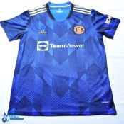 2021-2022 Manchester United FC 3rd Kit football shirt - Adidas / Team Viewer. Size XL, blue,
