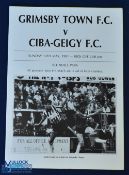 1990/91 Grimsby Town v CIBA-GEIGY FC charity match programme 12 May 1991, 4 page card with insert