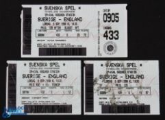 Ticket: Euro 2000 Group 5 qualifier Sweden v England 5 September 1998 full match ticket + 2