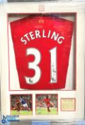 Raheem Sterling 98 Liverpool home replica football signed No 31 shirt in red, with - presented to
