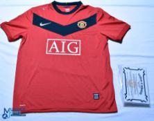 2009-2010 Manchester United FC home football shirt #10 Rooney signed. Nike / AIG Size M, red,