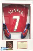 Luis Suarez signed Liverpool FC home replica football shirt in red, signed to the reverse, Suarez #7