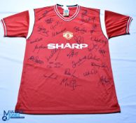 Manchester United FC Scoredraw home football shirt - multi signed by 27 including Teddy