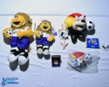 Official Euro 1996 Mascot Soft Toys (2) with Medalion in box & Euro 2000 Mascot Soft Toys (2) with