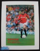 David Beckham Manchester United Autograph display signed in ink to colour magazine page, laid to
