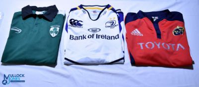 Three Irish interest Rugby shirts & jerseys - Ireland, Leinster & Munster. Size XL or bigger.