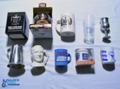 Assorted football Pewter, Glass and ceramics. Pewter centenary tankard with box, Ruud Gullit Smugs