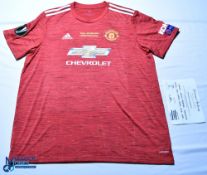 2021 Manchester United FC home football shirt Europa Cup Final. Signed by Marcus Rashford.