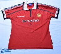 1992-1994 Manchester United FC home football shirt with Ole Gunnar Solskjaer autograph - Umbro /