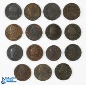 George II to George III Bronze Half Penny Coins (15) including 1718,1719,1721,1722,1723,1724,1729,