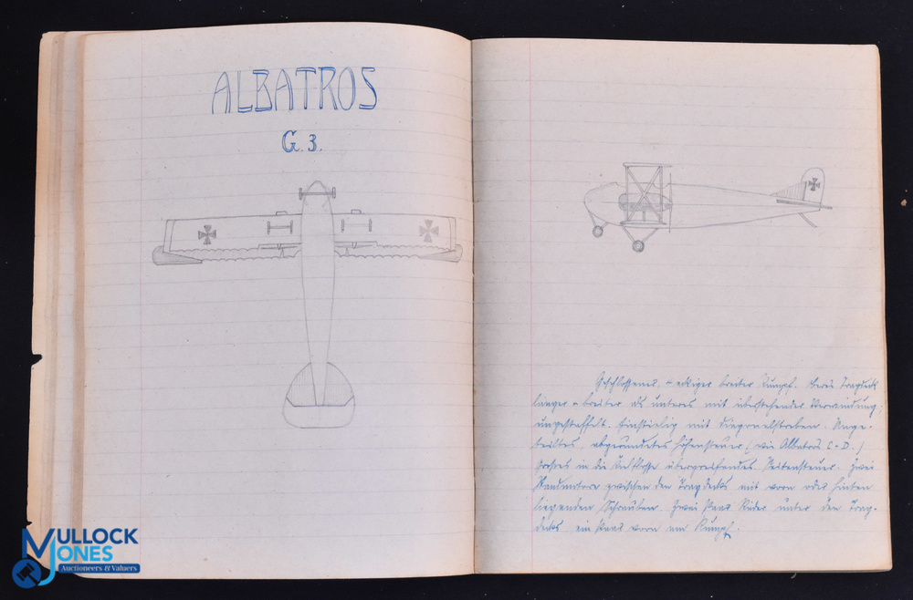 WWI - Aviation a ms book featuring approx 70 reconnaissance drawings of British planes of WWI - - Image 3 of 5