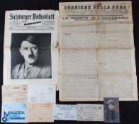 WWI - WWII Era European Military Italy Germany Ephemera, to include 1911 death of Antonio